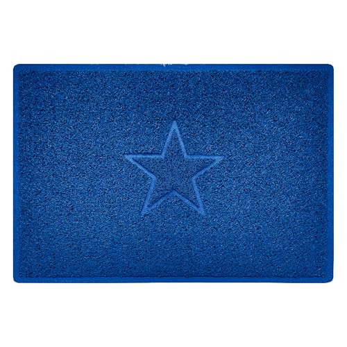 Nicoman Star Shape Embossed Entrance Door Mat Non Slip Dirt Trapper PVC Spaghetti Mat with Rubber Base, Jet Washable Quick Drying Doormat Indoor or Outdoor - (Large, Blue, 90 x 60cm)