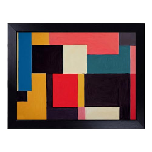 Lap Tray with Bean Bag Cushion, Bauhaus Abstract Art - Handmade in the UK, Raised Wooden Edge, Padded Cushion, Heat-Resistant Wipe-Clean Surface, for Meals, Laptops and Crafts