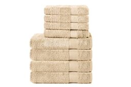 Komfortec Hand Towel and Bath Towel Set, 4 x Hand Towels and 4 x Bath Towels, 50 x 100 and 70 x 140 cm, 100% Soft Cotton Terry Towelling, Large and Small Shower Towel, Quick Drying, Sand/Beige
