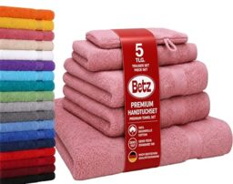 Betz 5 Piece Towel Set PREMIUM 1 Wash Mitt 16x21 cm 1 Guest Towel 30x50 cm 2 Hand Towels 50x100 cm 1 Bath Towel 70x140 cm 100% Cotton colour old rose