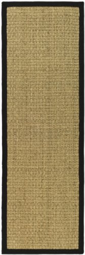 SAFAVIEH Natural Fiber Rug for Living Room, Dining Room, Bedroom - Natural Fiber Collection, Short Pile, in Natural and Black, 76 X 183 cm