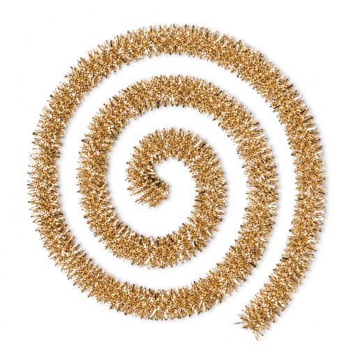 8 Pcs Chunky Christmas Tinsel Garland 2m Warm Gold Xmas Decoration
