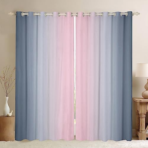 jejeloiu Pink and Grey Curtains for Bedroom Living Room for Kids Ombre 30%-50% Blackout Curtains (2 Panels, 42 x 84 Inch) Gradient Style Darkening Drapes Decor Abstract Art Window Treatments