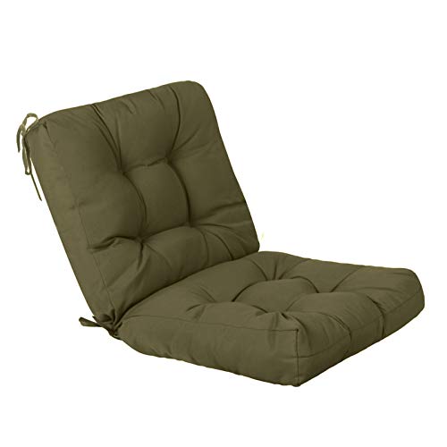 QILLOWAY Outdoor Seat/Back Chair Cushion Tufted Pillow, Spring/Summer Seasonal All Weather Replacement Cushions. (SAGE/Army Green)