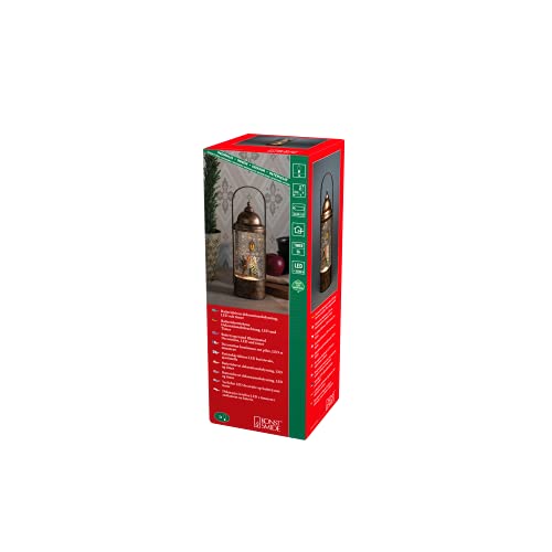 Konstsmide Christmas Decorations LED Snow Globe Lantern Dickensian Scene/Water Filled/Indoor, 5 Hour Timer/Battery Operated: 3xAA 1.5V (excl.)/Christmas Lantern 1 Warm White Diodes