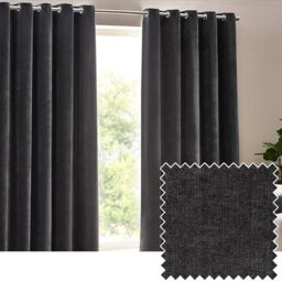 Yard Heavy Chenille Eyelet Curtain Pair (Charcoal, 168 x 229 cm)