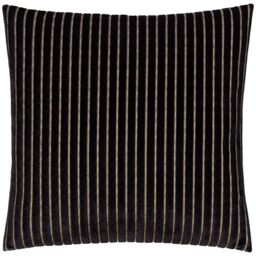 Paoletti Savoy Stripe Feather Filled Cushion – Reversible Soft Textured Velvet Decorative Cushion for Sofas Beds and Armchairs (Black - 50x50cm)
