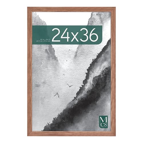 MCS Museum Poster Frame 24x36 Medium Oak Woodgrain, Vertical & Horizontal Wall Hanging Large Picture Frame for Photos, Posters & Art Prints (1-Pack)