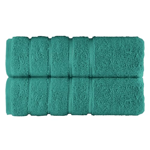 Elegant Comfort 100% Turkish Cotton 4 Lines Viscose Stripe Luxury 2 Pack Bath Towel Set 27 x 54 Inch - Super Soft and Highly Absorbent Premium Hotel Spa Quality Towels for Bathroom Use, Turquoise