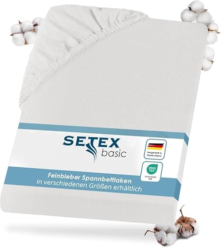 Setex - Flannelette Bed Sheet with Elastic Band Cuddly Soft - Flannelette Fitted Sheet Made of 100% Cotton with All-Round Elastic Band - Bed Sheet 90 x 190 cm White