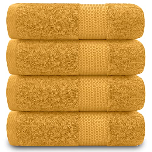 GC GAVENO CAVAILIA 4 Piece Hand Towel - Quick Dry Bathroom Towels Sets - 700 GSM Hotel Towel Set - 100% Egyptian Cotton Towels - Ochre