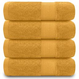 GC GAVENO CAVAILIA 4 Piece Hand Towel - Quick Dry Bathroom Towels Sets - 700 GSM Hotel Towel Set - 100% Egyptian Cotton Towels - Ochre