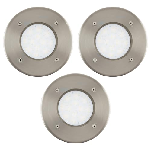 Eglo Outdoor Recessed Floor Lamp Set of 3 Lamedo Floor Light Round Stainless Steel Diameter 10 cm