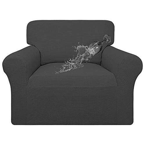 Easy-Going 100% Waterproof Oversized Chair Couch Cover, Dual Waterproof Sofa Cover, Stretch Jacquard Sofa Slipcover, Leakproof Furniture Protector for Kids, Pets, Dog and Cat, Dark Gray