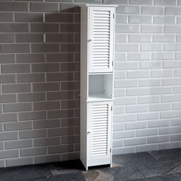 Bath Vida Liano Freestanding 2 Door Tall Storage Cabinet, White