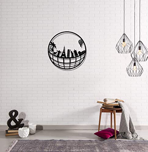 Homemania Wall Decoration, Metal, Black, 50 x 0.2 x 50 cm