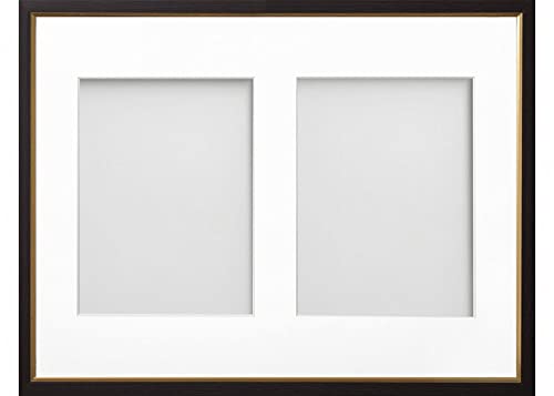 Frame Company Drayton Multi Aperture Photo Frame, Black with Gold Inset, 16x12 for 8x6 inch (x2)