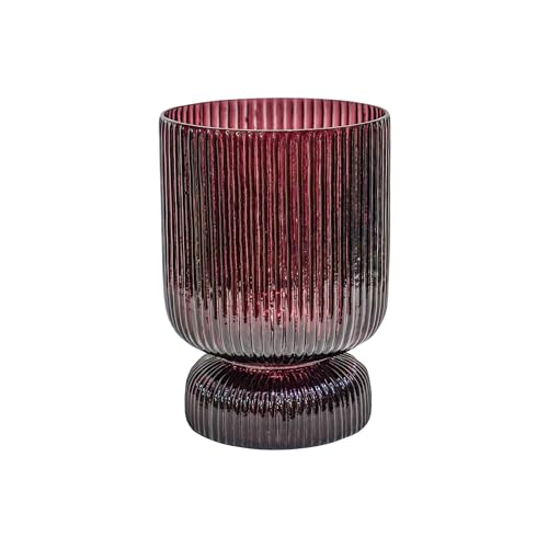 Ivyline Jewels Tiered Vase in Ruby with Ribbed Design - Stylish Flower Holder Home Decoration - H22 x D15 cm