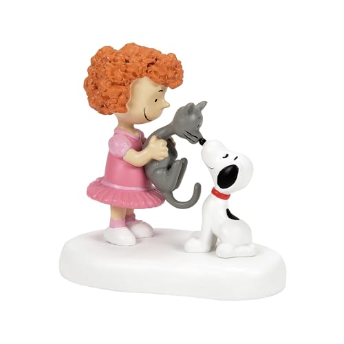 Department 56 Peanuts Village Accessories Frieda and Faron The Cat Meet Snoopy Figurine, 2.5 Inch, Multicolor