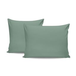 Premium Green Pillowcase Set (2 Pieces), 80 x 80 cm, 100% Cotton Ranforce, 145 Thread Count, Envelope Closure, Machine Washable at 30°C, Soft and Durable