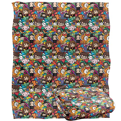 HARRY POTTER Hero Chibi Collage Officially Licensed Silky Touch Super Soft Throw Blanket 152 x 127 cm