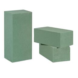 Relaxdays Floral Foam for Fresh Flower Arrangements, Pack of 3 Wet Florist Blocks, Wedding Bouquets, 7.5x20x10 cm, Green