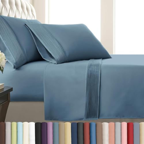 "Southshore Fine Living, Inc. Deep Pocket Twin Sheet Set with 21"" Deep Twin Fitted Sheet with 1 Pillow Case Standard Size - Hotel Luxury Quality - Fade Resistant, Microfiber Sheets - Coronet Blue"
