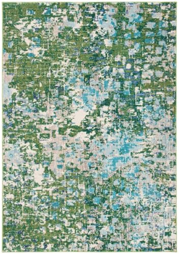 SAFAVIEH Boho Rug for Living Room, Dining Room, Bedroom - Madison Collection, Short Pile, in Green and Turquoise, 122 X 183 cm