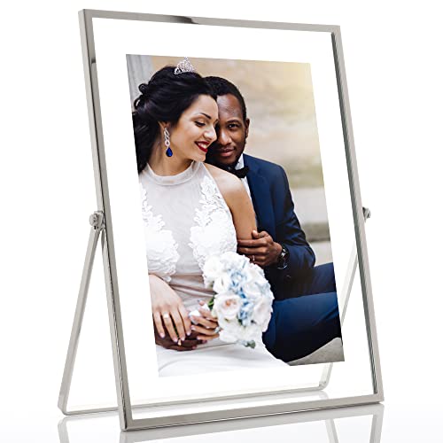 Lawrence Frames Metal Easel Float Picture Frame, 5x7, Silver