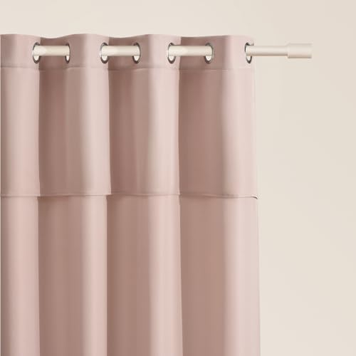 ROOM99 Curtain with Silver Eyelets Mia 140 x 280 cm Width x Height Sliding Curtains Modern Curtain Living Room Bedroom Powder Pink 1 Piece