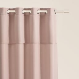 ROOM99 Curtain with Silver Eyelets Mia 140 x 280 cm Width x Height Sliding Curtains Modern Curtain Living Room Bedroom Powder Pink 1 Piece