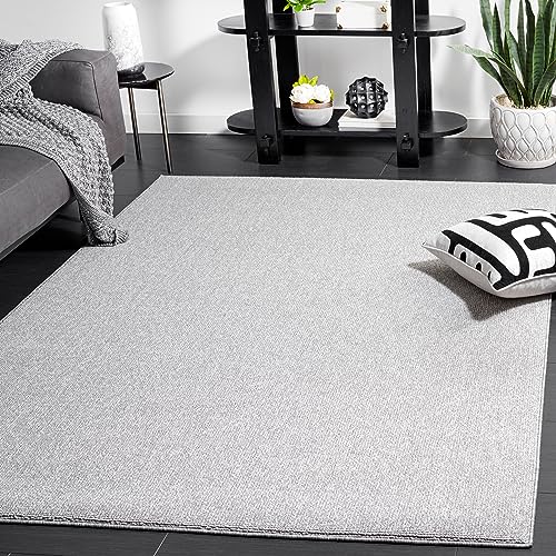 Safavieh Solid Color Rug for Living Room, Dining Room, Bedroom - River Collection, Short Pile, in Grey, 122 X 183 cm