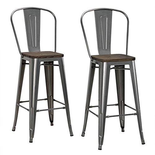 DHP Luxor 32 Inch Barstool in gun metal- Set of 2, 45x47x106cm (DxWxH)