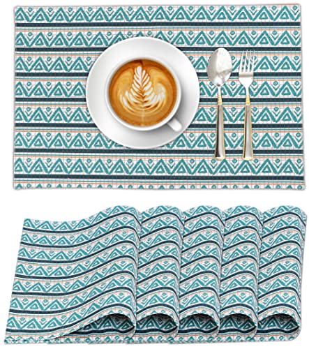 Ruvanti Placemats - 100% Cotton, 13x19 Inch, Set of 6 Modern Place Mats for Dining Table Decor, Kitchen & Table Linens, Coffee Mat for Christmas Dinners - Kite