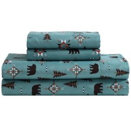 Eddie Bauer Bears and Trees Sheet Set, Twin, Medium Blue