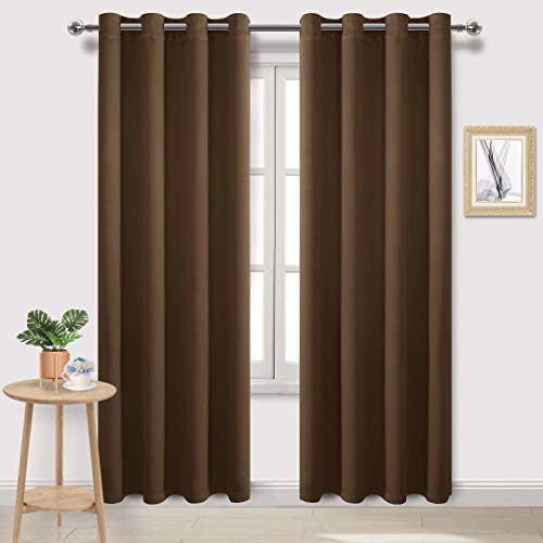 DWCN Black Out Curtains 84 Inch Long 2 Panels, Thermal Light Blocking Room Darkening Bedroom, Living Room Drapes, 52 x 84 inches Long, Set of 2, Brown