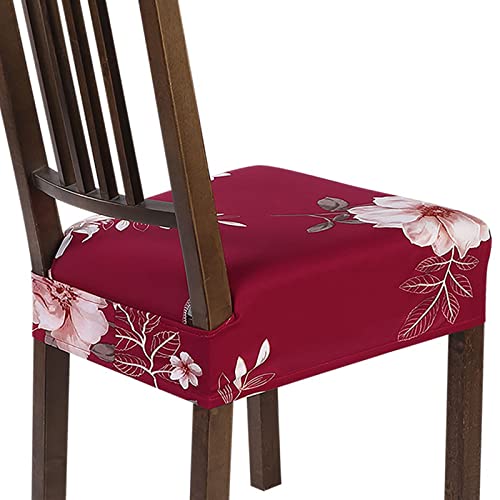 SearchI Stretch Dining Chair seat Covers Set of 6, Soft Removable Washable seat Covers for Dining Chairs, Dining Room seat Cover Protector (Rear-Covered, Red)
