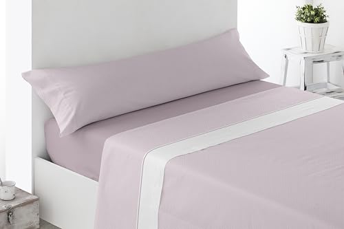 Miracle Home. Brias 4-Piece Bedding Set, Fitted Sheet, Top Sheet and 2 Pillowcases, Anti-Peeling, Pink, 180 x 200 cm, 180 cm Bed, 2 Pillowcases 107 x 45 cm
