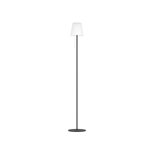 Eglo Cordless LED Floor lamp Scordiano, Wireless Battery Light with Pull Switch, Indoor and Outdoor, Rechargeable Garden Lighting, Black Steel and White Plastic, Warm - Cool White, IP44