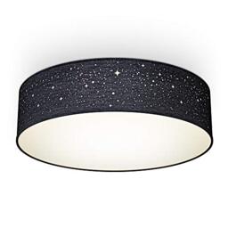 B.K.Licht - Ceiling Light with Fabric Light Shade and Star Effect, 2 x E27, max. 40W Bulbs, Living Room, Bedroom Ceiling Lights, Children's Room, Starry Sky Lamp Shade, Soft Light, 38x10 cm, Black