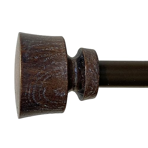 Stockton 48-86 Inch Adjustable Curtain Rod Set, 5/8 Inch Diameter in Walnut