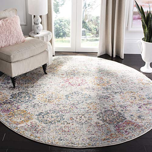 Safavieh Distressed Rug for Living Room, Dining Room, Bedroom - Madison Collection, Short Pile, in Grey and Gold, 200 x 200 cm