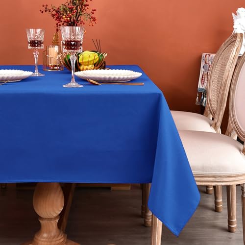 MEANMOY Royal Blue Rectangle Water Resistant Tablecloth, 60x120 Inch - 210 GSM Washable Stain Resistant Rectangular Table Cloth Cover in Wrinkle Free Polyester Fabric for Wedding, Party, Banquet