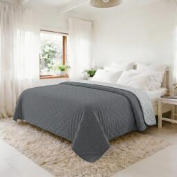 Summer Quilt Water Washed Microfibre Duvet Quilted and 100 g Filling Double 250 x 250 cm - Dark Grey/Light Grey