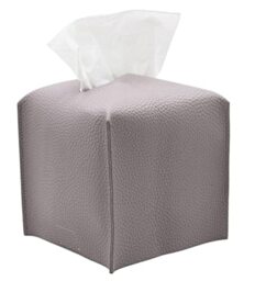 Livelab Tissue Box Cover, Square Decorative PU Leather Tissue Box Holder Modern Tissue Case Facial Paper Organizer Dispenser for Bathroom, Vanity Countertop, Night Stand, Desk 5X5X5'' - Light Purple