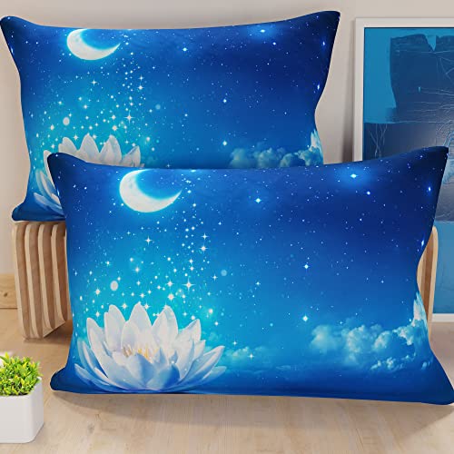 PETTI Artigiani Italiani - Pair of Pillow Cases 40 x 145 cm in Microfibre, Pillows for Bedroom Furniture, Sofa, Living Room, Set of 2 Cushion Covers, Starry Night Pillows, 100% Made in Italy