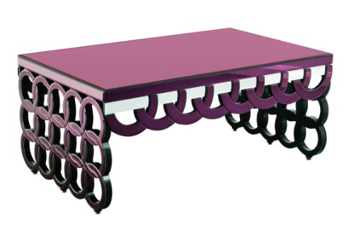 Premier Housewares Clear Mirrored Coffee Table - 56 x 130 x 80 cm, Purple