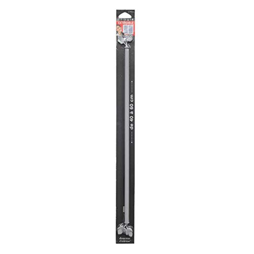 Douceur Interieur Feuillina Decorative Extendable Curtain Rod 10 mm, Grey, 40  60 cm