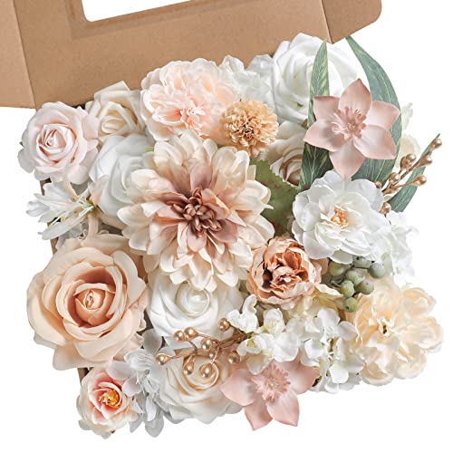 rongflower Flower Combination Box Set, Artificial Flowers with Leaves and Stems for DIY Wedding Bouquets, Table Decorations, Arch Arrangements, Baby Showers, Celebrations and Home Decorations