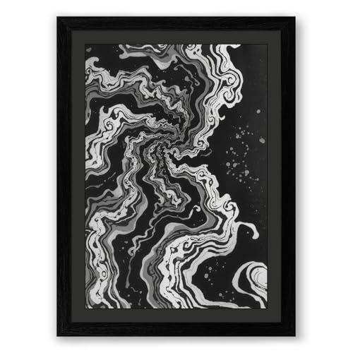 Flowing Currents Abstract Framed Wall Art Print A3 (42×29.7cm) Black, Wall Decor for Living Room, Bedroom, Office & Home, Ready to Hang, Art Gift
